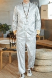 A1093秋冬装新品风2020纯色提花复合布汉服套装，男装民族服装，钱塘7008(原4008)
