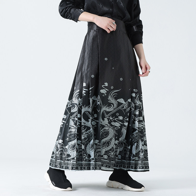 龙年马面裙男女同款2026春汉服新中式风马面裙A128*P88,男装民族服装,钱塘7008(原4008)