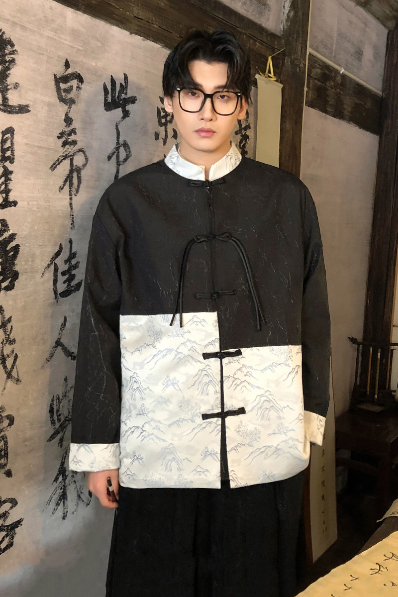 新品2026春新中式提花款拼接夹克唐装外套A935-P110,男装夹克,钱塘7008(原4008)