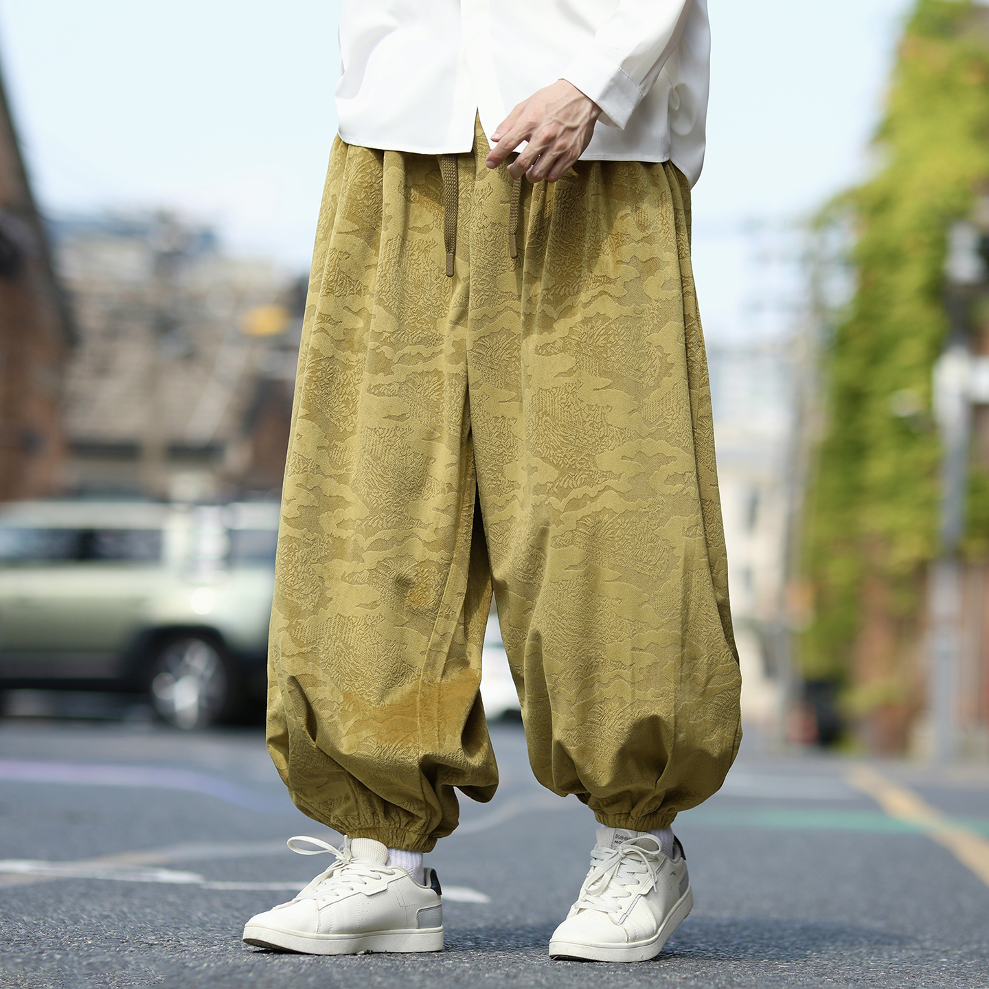 平绒提花新款百搭秋冬2025宽松版哈伦灯笼裤子A3306-p70，男装休闲裤，钱塘7008(原4008)
