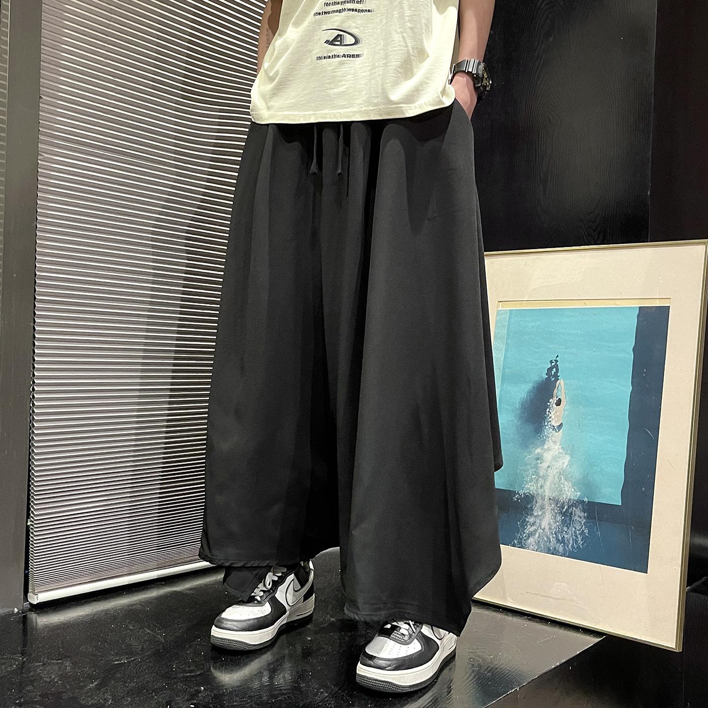 黑暗风百搭无刺绣大码风2025不规则裙裤九分裤A872-1p60，男装休闲裤，钱塘7008(原4008)