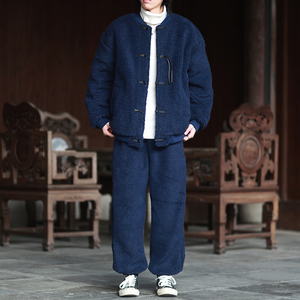 A338-P100特价2025 羊羔毛套装 唐装棉衣 加厚汉服棉袄外套套装图片