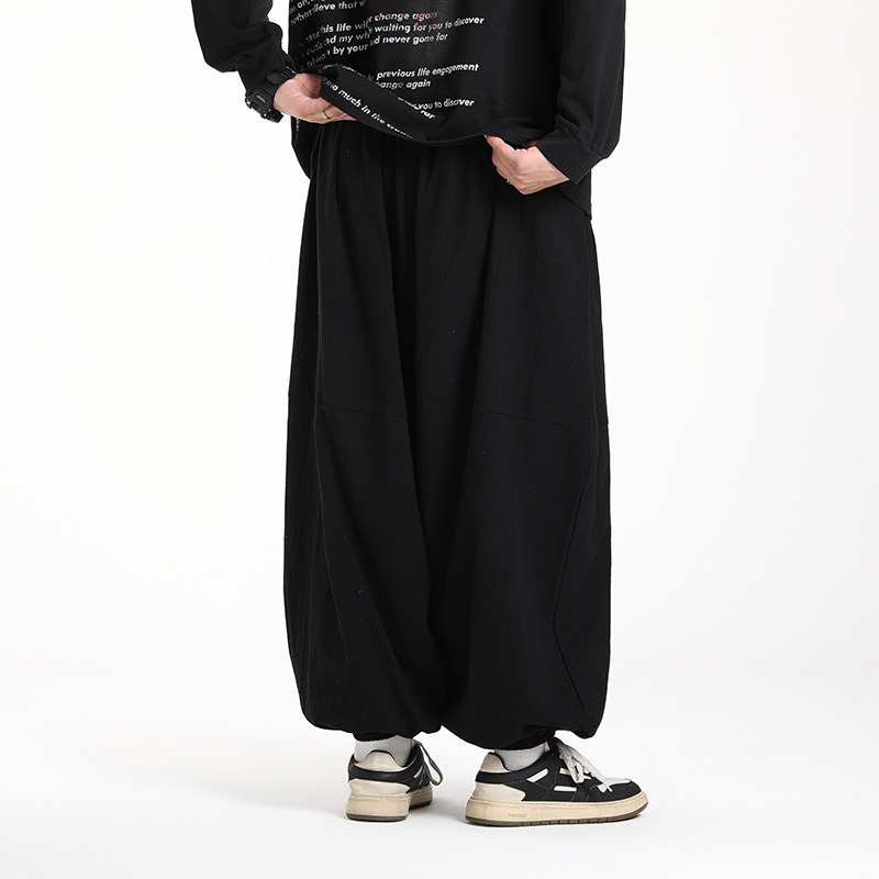 加绒2025秋冬黑暗风宽松版哈伦棉麻灯笼裤子A896-p80加绒,男装休闲裤,钱塘7008(原4008)