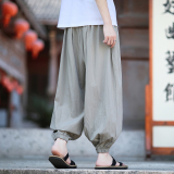 A612水洗棉麻皱新风百搭2026春夏宽松版哈伦灯笼裤子p68，男装休闲裤，钱塘7008(原4008)