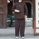 冬款2025灯芯绒套装唐装棉衣加厚汉服棉袄外套套装A339-P198，男装棉衣，钱塘7008(原4008)