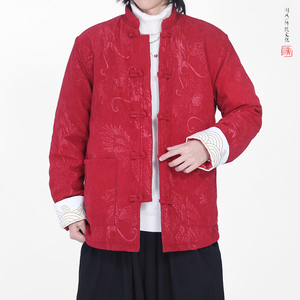 灯芯绒提花龙冬2025新中式盘扣外套唐装红棉衣外套A552-P148