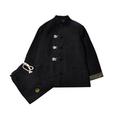 A1012秋冬中国风2020纽扣刺绣棉麻盘扣/唐装/汉服套装P125，男装民族服装，钱塘7008(原4008)