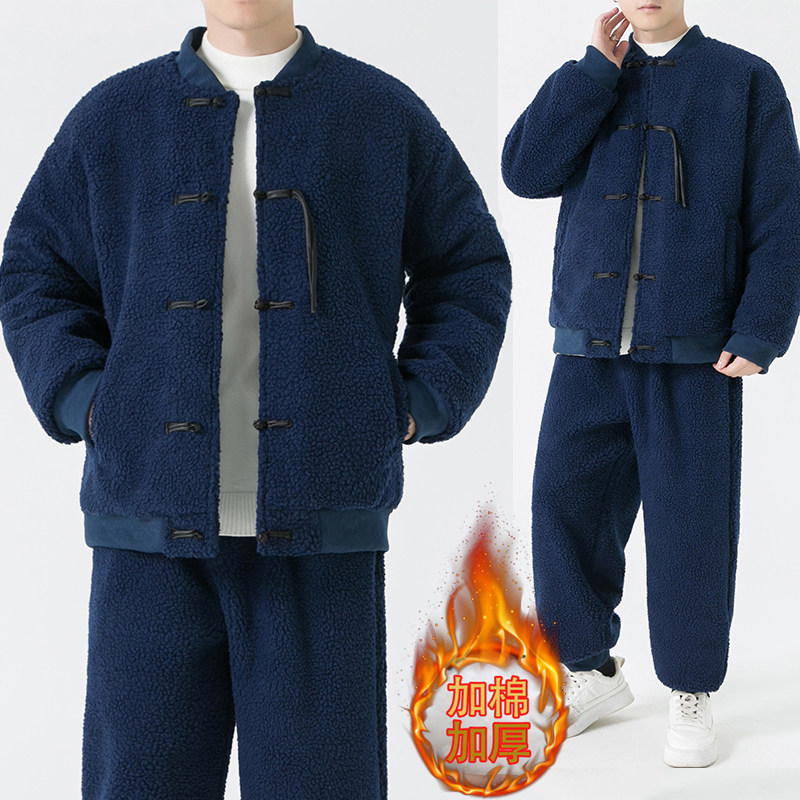 A338-P100特价2025羊羔毛套装唐装棉衣加厚汉服棉袄外套套装,男装棉衣,钱塘7008(原4008)