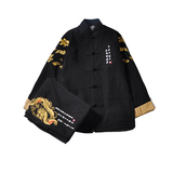 A1009大码中国风2021龙刺绣唐服/汉服套装P140，男装民族服装，钱塘7008(原4008)