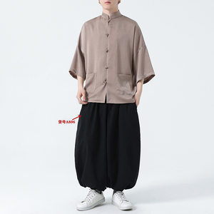 风  抓花冰丝面料 夏2026 新中式短袖衬衫/衬衣A638*p65图片