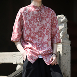 新品夏2025提花3色风汉服短袖衬衫/衬衣A672-p65，男装衬衫，钱塘7008(原4008)
