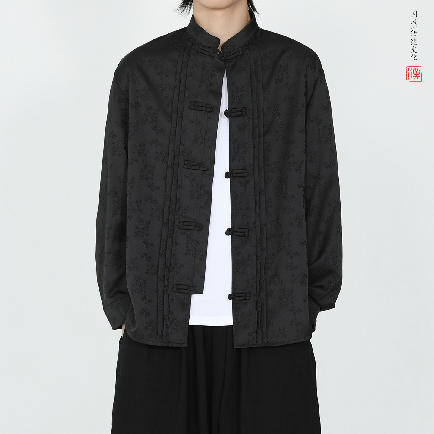 折叠款衬衫2025秋新中式风盘扣长袖衬衫A5806*P68,男装衬衫,钱塘7008(原4008)