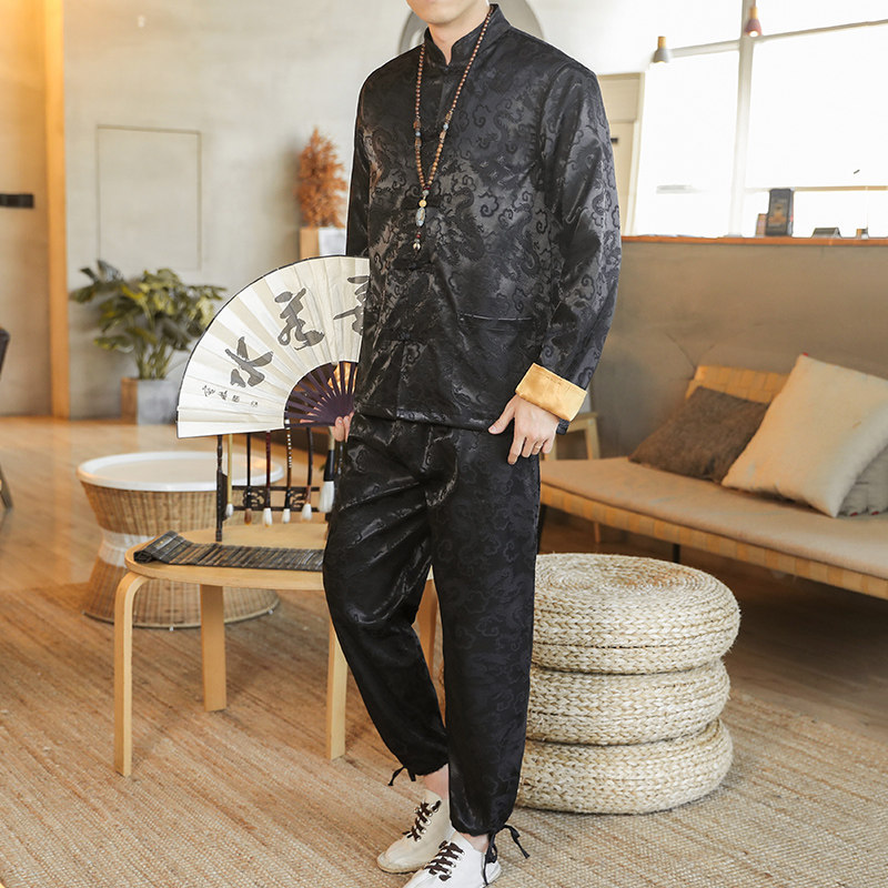 A1093秋冬装新品风2020提花复合布汉服套装,男装民族服装,钱塘7008(原4008)
