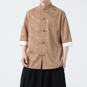 冰丝提花 夏季2026 新中式短袖衬衫/衬衣A621 *p65图片