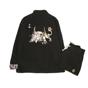 A795中国风2021秋冬盘扣设计 年兽印花 男汉服套装P100图片