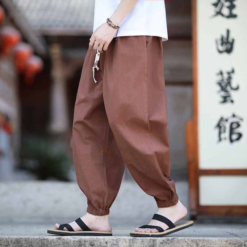 棉麻裤2026春夏风大码纯色哈伦裤A7117*p45,男装休闲裤,钱塘7008(原4008)