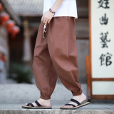 棉麻裤2026春夏风大码纯色哈伦裤A7117*p45，男装休闲裤，钱塘7008(原4008)