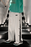 A6018*M-5XL港风大码拼接插色排扣设计腰果花休闲裤长裤，男装休闲裤，钱塘7008(原4008)
