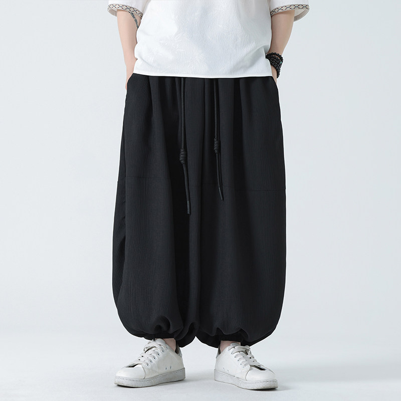百搭2026春仿麻竖条宽松版哈伦灯笼裤子A611-p68,男装休闲裤,钱塘7008(原4008)