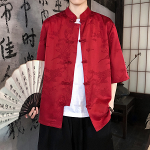 凤凰提花 夏季新品2026 风 汉服短袖衬衫/衬衣A688-p65图片
