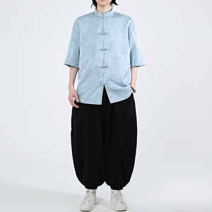 麦穗提花 夏季新品2026 风 汉服短袖衬衫/衬衣A677-p65图片