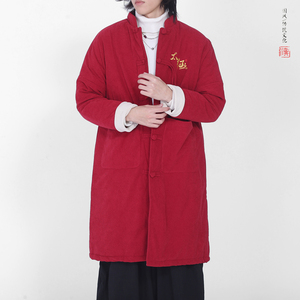 冬2025 过年红 灯芯绒 唐装棉衣  红中长款棉袄外套A227-P168图片