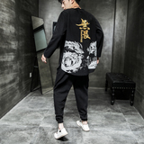 A797*2021秋冬风无畏棉麻长袖束脚裤套装，男装休闲套装，钱塘7008(原4008)