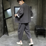 A1071夏季2021大码中国风刺绣款开衫套装汉服套装p95，男装休闲套装，钱塘7008(原4008)