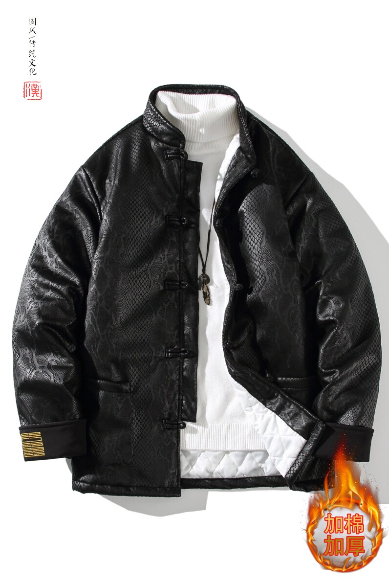2025冬提花龙唐装风中青年中式汉服盘扣棉衣A522-P138,男装棉衣,钱塘7008(原4008)