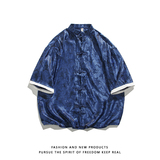 平铺白底夏新款2024冰丝5色风汉服短袖衬衫/衬衣A867-p48，男装衬衫，钱塘7008(原4008)