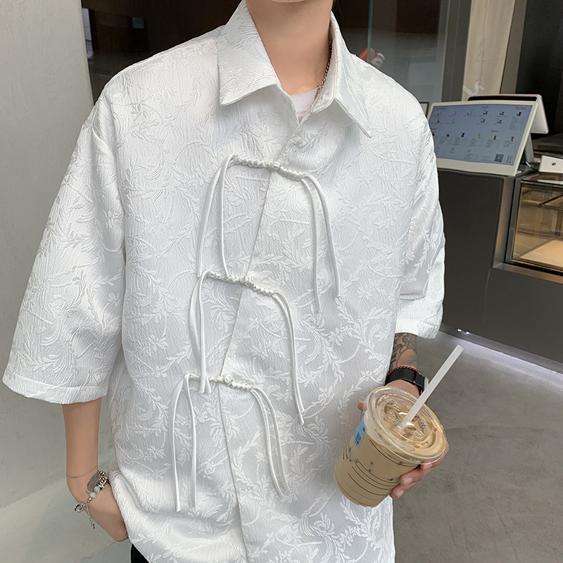 2026现货！港风蛇扣麦穗提花新中式短袖衬衫A666*P65,男装T恤,钱塘7008(原4008)