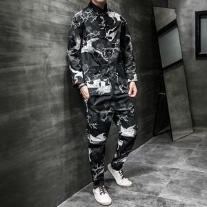 A796*中国风2021秋冬 数码印花  盘扣 汉服套装男P100图片