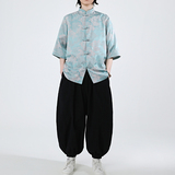龙凤提花夏季新品2026风汉服短袖衬衫/衬衣A676-p65，男装T恤，钱塘7008(原4008)