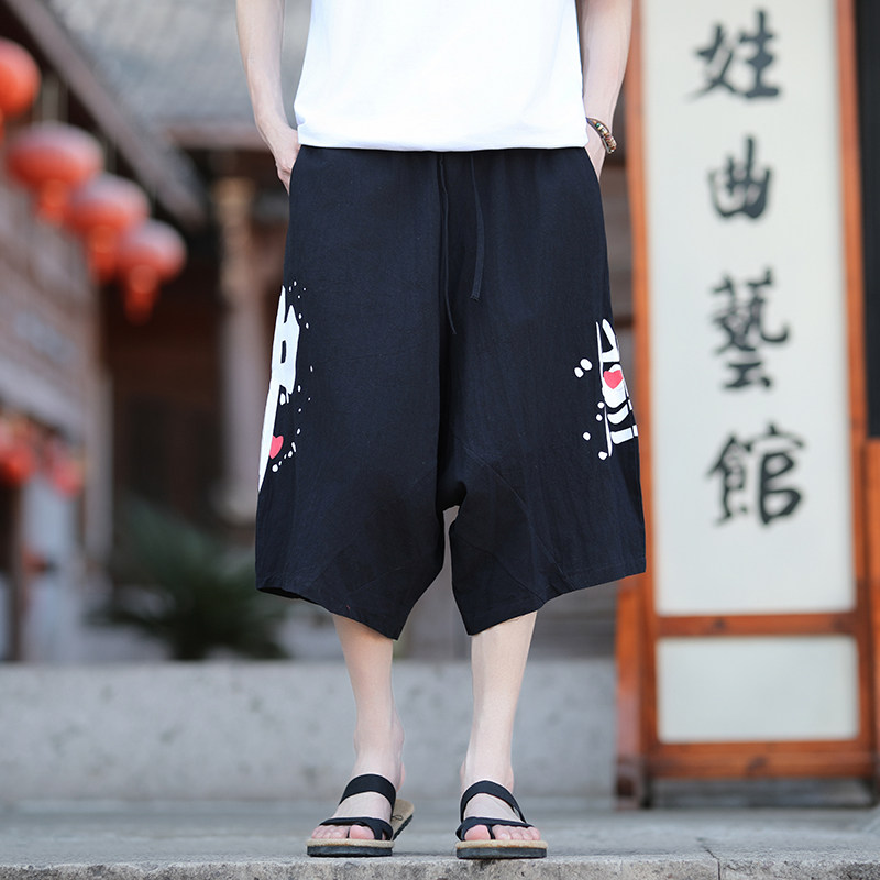 棉麻裤风大码夏2026夏 汉服  哈伦裤 袋鼠裤七分裤A4012-p45图片