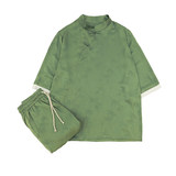 风夏季2026冰丝盘扣树叶提花顺滑短袖套装特价-A9003-p70，男装T恤，钱塘7008(原4008)