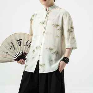 风新中式2026  冰丝满身竹 短袖汉服衬衫A893-p65图片