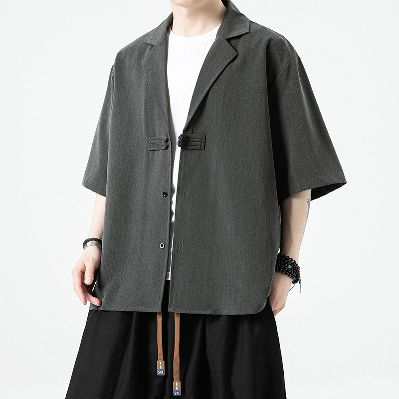 2026夏新风改良短袖汉服西装/西服领外套A892-p65,男装T恤,钱塘7008(原4008)