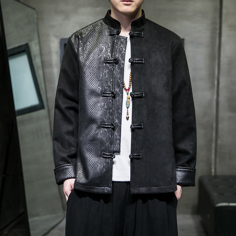 有货2026春 盘扣风  撞色拼接 麂皮绒唐装/汉服A852*P100图片
