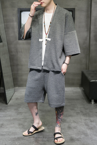 A3026*大码2021中国风  华夫格面料 开衫汉服套装p85图片