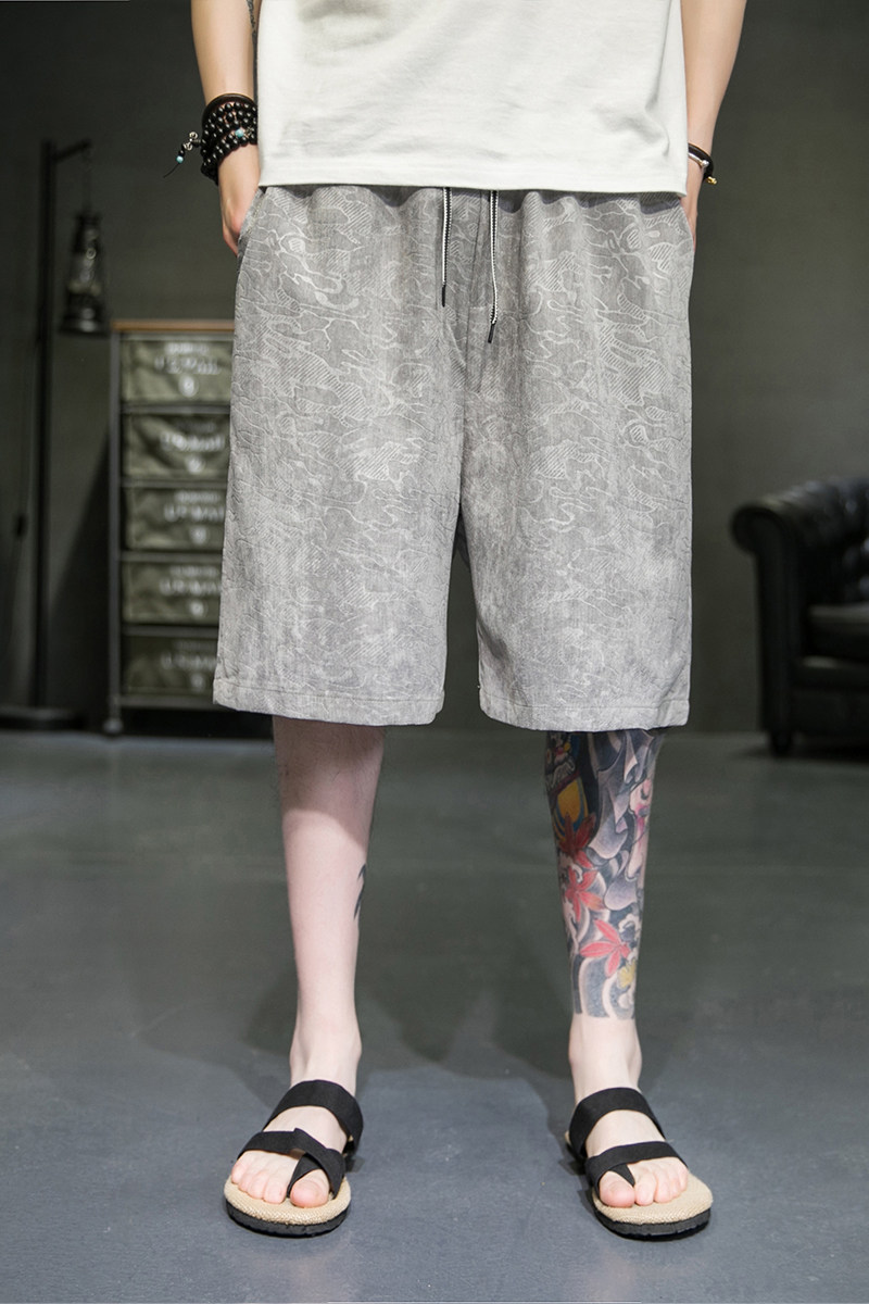 A4017中国风大码2021夏季新品提花休闲短裤p45,男装休闲裤,钱塘7008(原4008)
