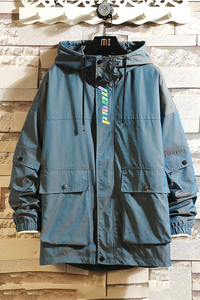 AJ293*棉服大码M-5XL秋冬2021连帽渐变外套棉衣图片