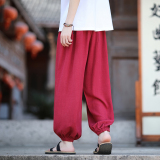 亚麻棉麻竹节2026春夏风大码宽松版纯色哈伦裤A7118*p65，男装休闲裤，钱塘7008(原4008)