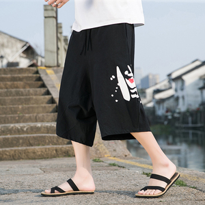 棉麻裤风大码夏2025夏 汉服  哈伦裤 袋鼠裤七分裤A4012-p45图片