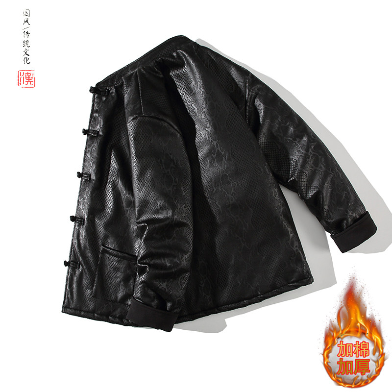 2025冬提花龙唐装风中青年中式汉服盘扣棉衣A522-P138,男装棉衣,钱塘7008(原4008)