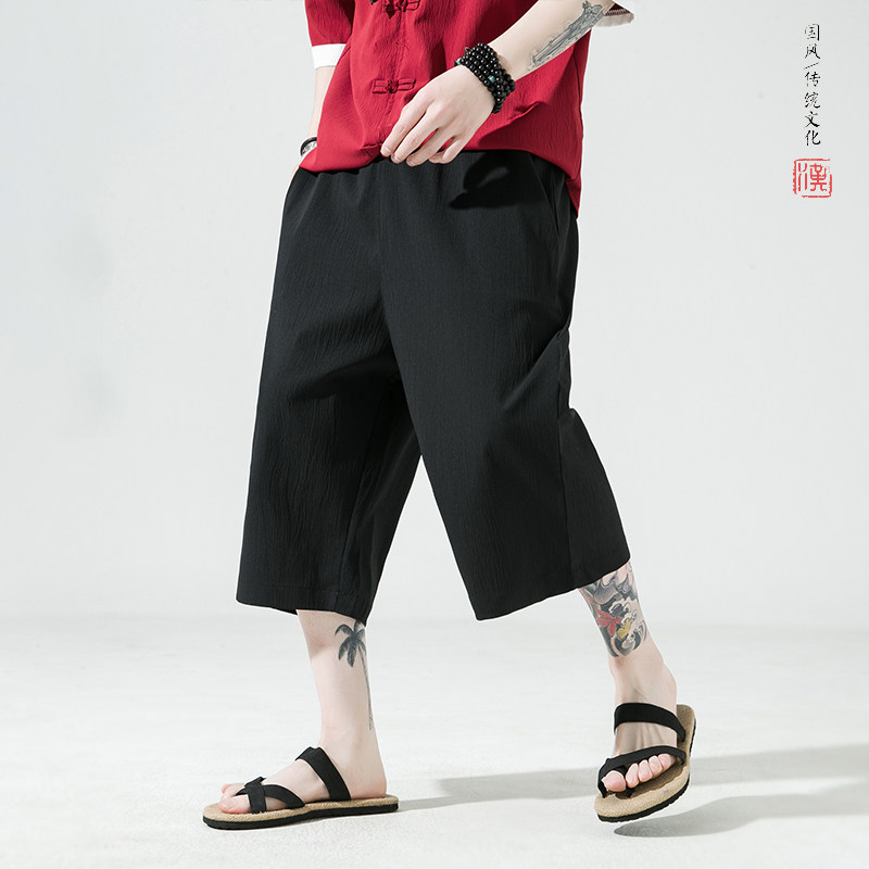 2026夏百搭新款风大码冰丝绉宽松七分裤A9000-p35,男装牛仔裤,钱塘7008(原4008)