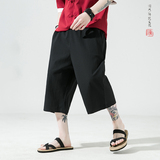 2026夏百搭新款风大码冰丝绉宽松七分裤A9000-p35，男装牛仔裤，钱塘7008(原4008)
