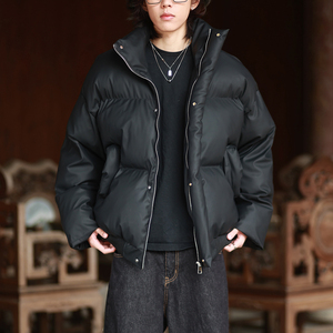 跑量2025PU皮立领棉服男  保暖情侣棉服潮牌美式皮衣棉衣A525*P88图片