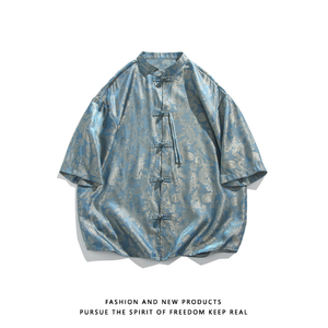 2色八角提花夏季新品2025风汉服短袖衬衫/衬衣A686-p48