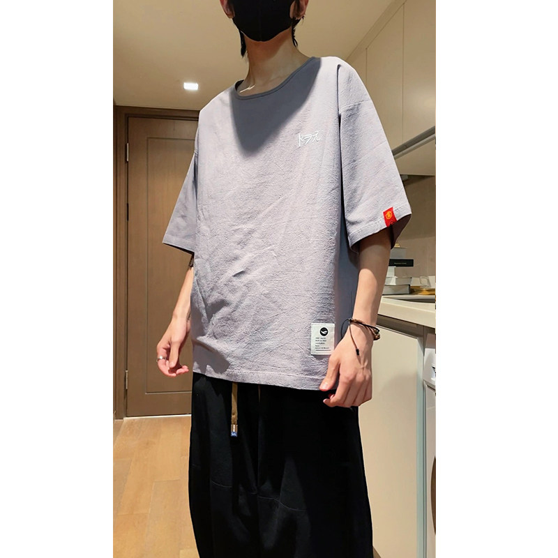 短视频2026夏装 风 简约 棉麻 圆领短袖T恤B999-p30图片