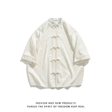 跑量竹节仿麻百搭单色夏2026风汉服短袖衬衫/衬衣A810-p45，男装T恤，钱塘7008(原4008)